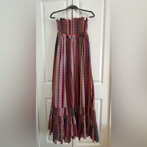 Free People Plaid Strapless Maxi Dress